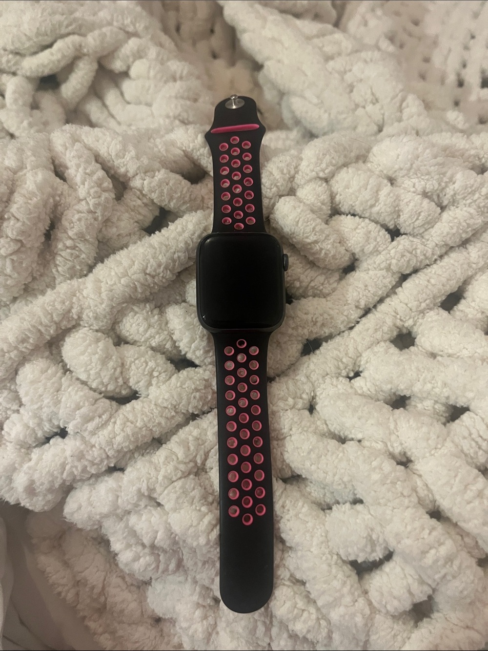 Apple Black Smartwatch with Pink Accent Sport Band